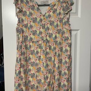 Summer Pattern Dress with Ruffle Sleeves